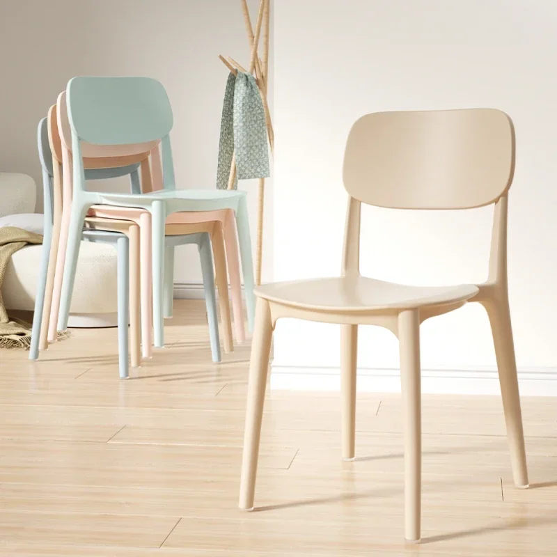 Fashionable Thickened Plastic Chair, Stacked Storage Dining Seat, Modern Minimalist Backrest Stool, for Commercial and Home Use