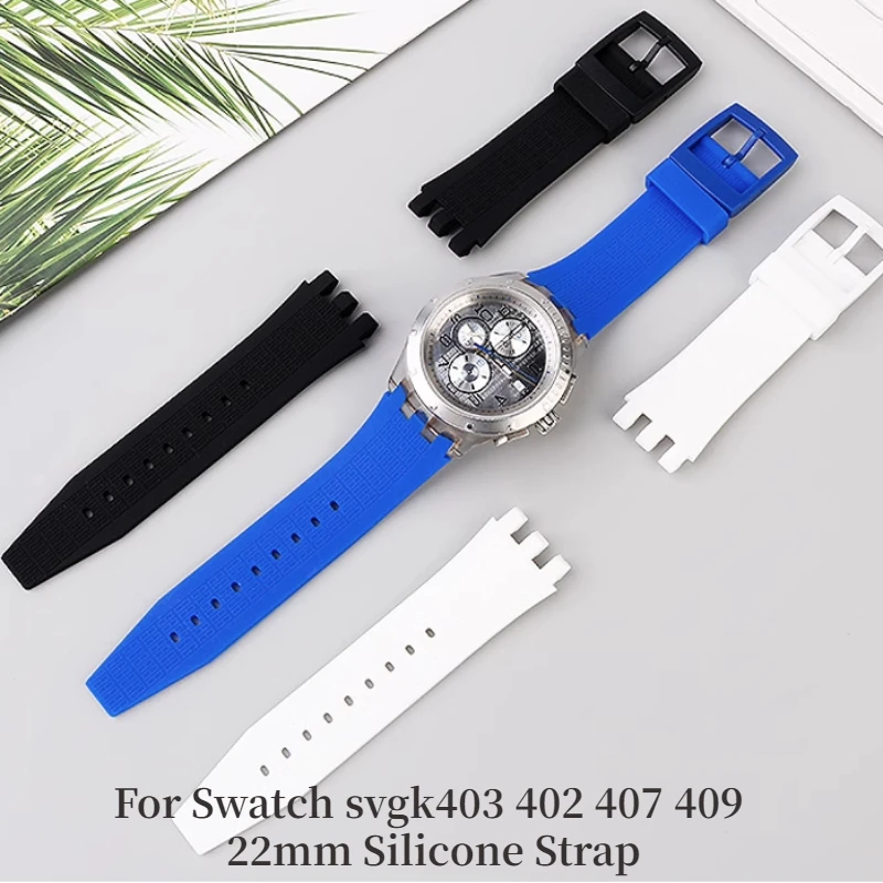 For Swatch mechanical watchband SVG 403 402 402 407 409 SVGB400 22mm Silicone strap soft rubber watch band Bracelet with Tool