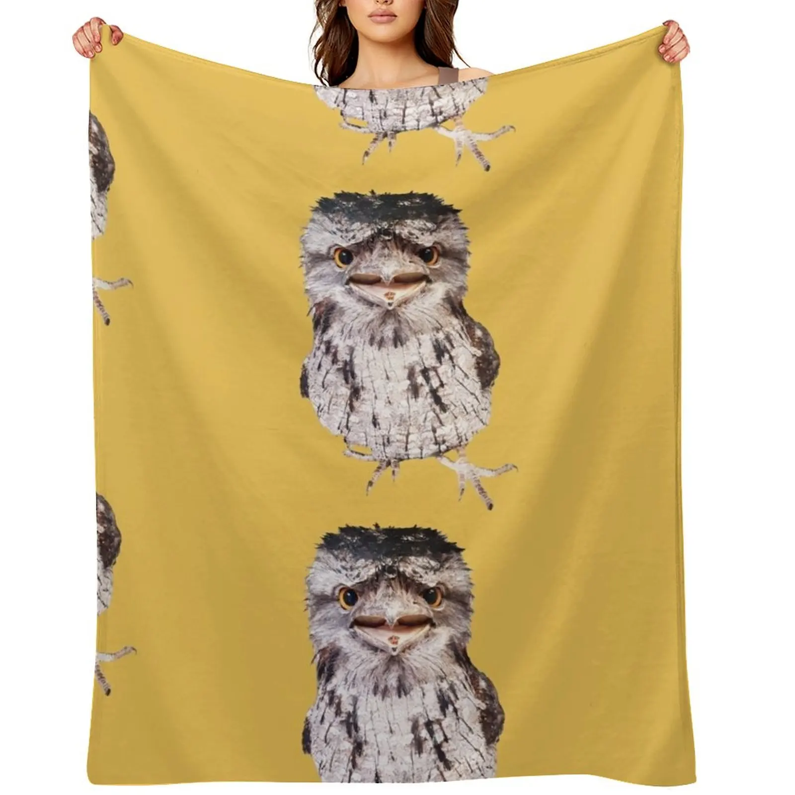 

Bird Tawny Frogmouth Throw Blanket Furry Custom Soft Summer Blankets
