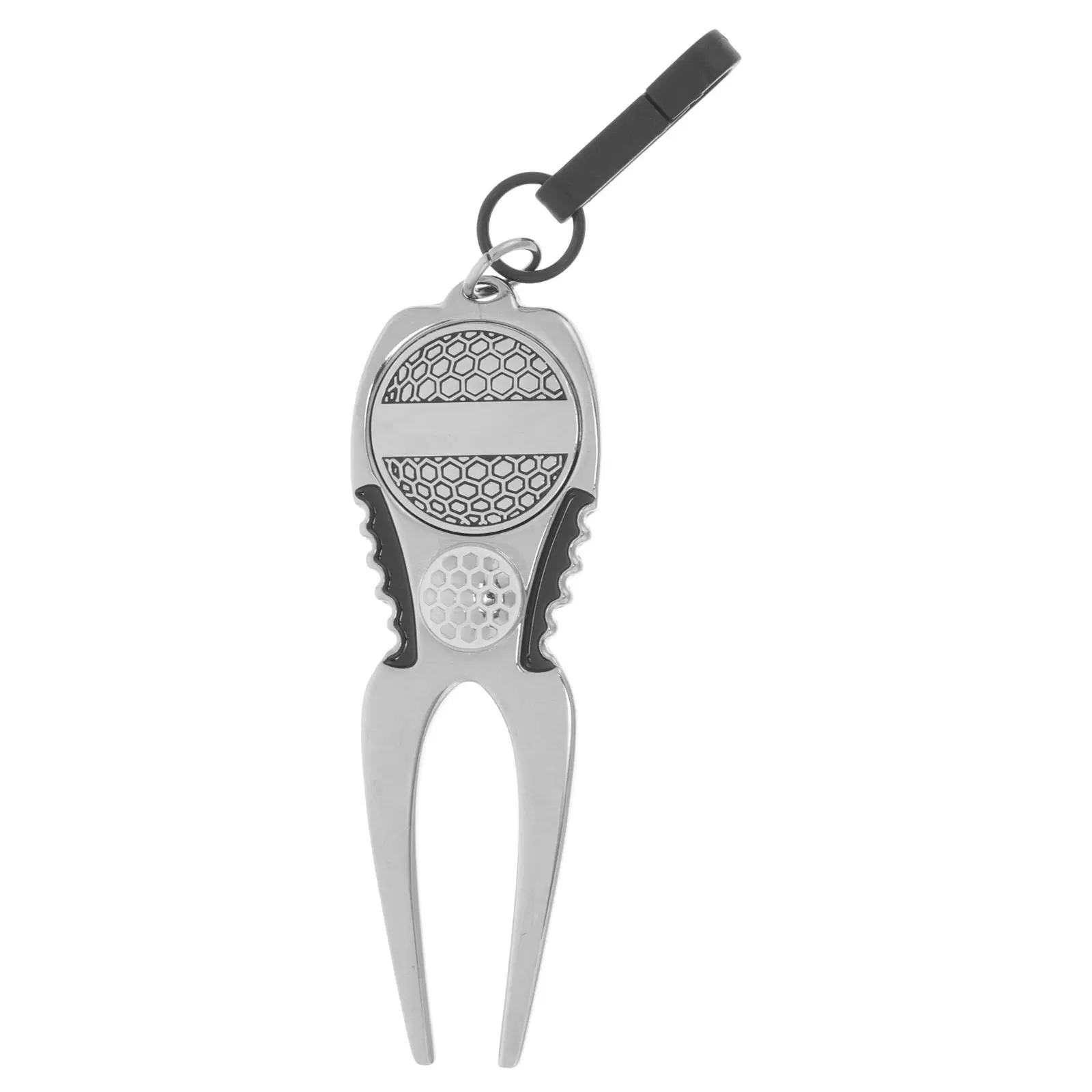 Golf Divot Repair Tool Aluminum Alloy Fork with Ball Marker Wear Resistant Green Repair Accessory for Golfers