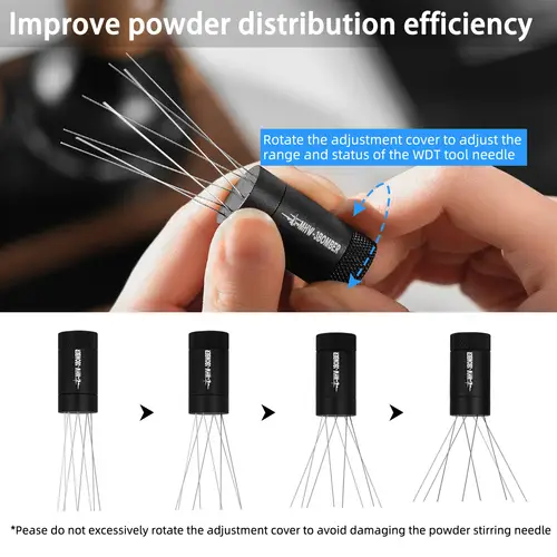 MHW-3BOMBER WDT Tool Espresso Distribution Tool with Magnetic Stand,Adjustable Range Coffee Needle Stirrer Dosing Funnel Set - Image 3