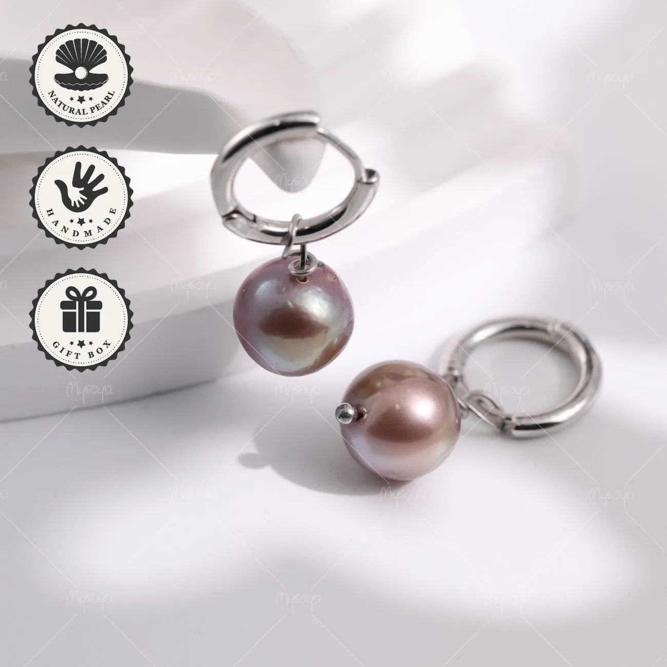 

Серебряные серьги Mysoya с жемчугом Эдисон, большие фиолетовые пресноводные жемчужины 10–12 мм, подарочная коробка, подарок на День святого Валентина, подарок на день рождения для нее