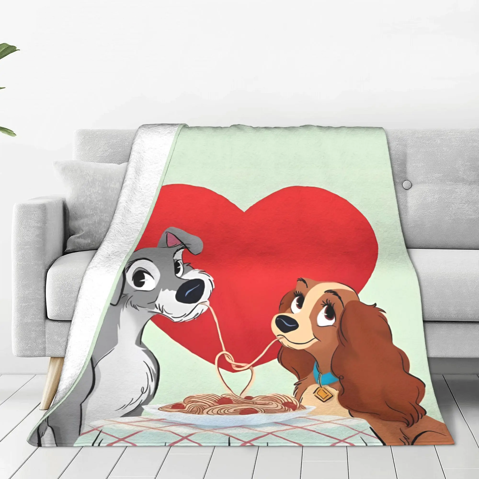 Lady and The Tramp Plush Blanket Cocker Spaniel Stray Dog Funny Throw Blanket for Bedspreads 200x150cm Rug Piece Soft