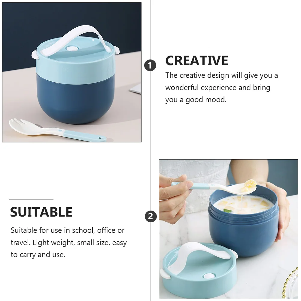 Portable Soup Cup Breakfast with Lid Cereal and Milk Container Cups for Work Travel