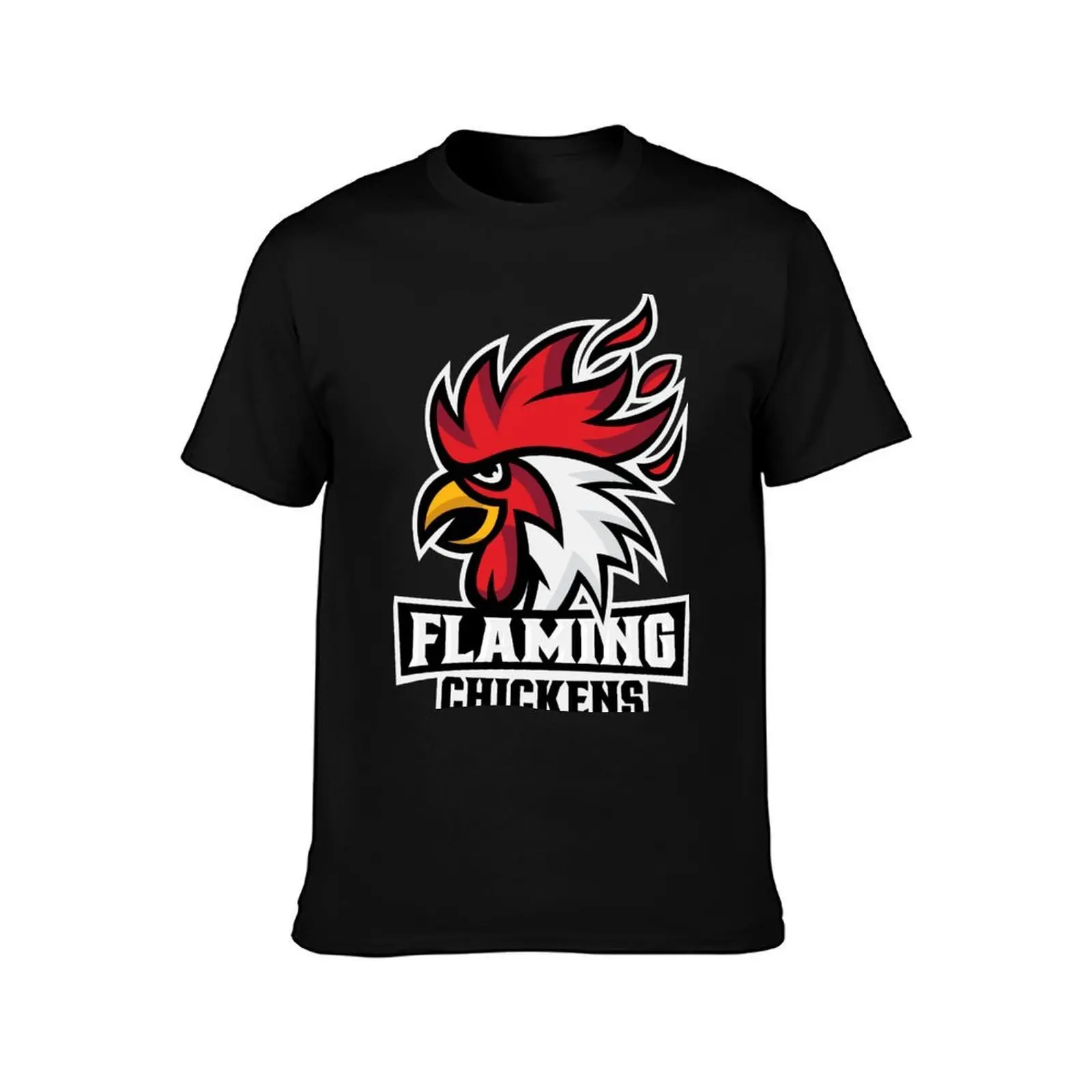 Flaming Chickens Full Logo T-Shirt, Summer Casual Cotton Tee, Oversized Streetwear Tops, Vintage Graphic Print, Unisex Men Women