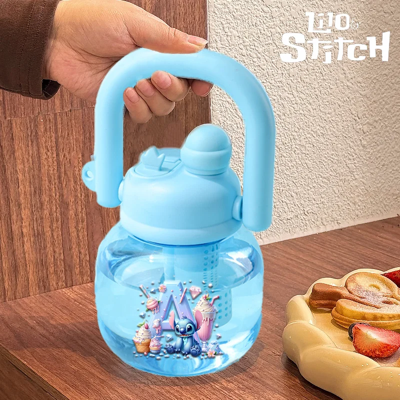 

Stitch Kettle High Value Cute Cartoon Letters A-Z Water Cup Summer Large Capacity Portable with Straw Double Drink Water Bottles