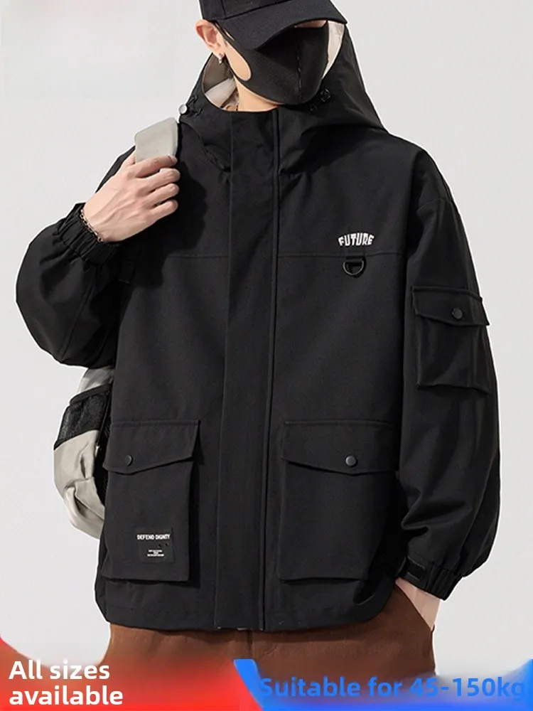 

Мужская рабочая куртка Mo Chaotian большого размера, новая весенне-осенняя свободная куртка, повседневная теплая верхняя одежда с капюшоном, молодежный стиль