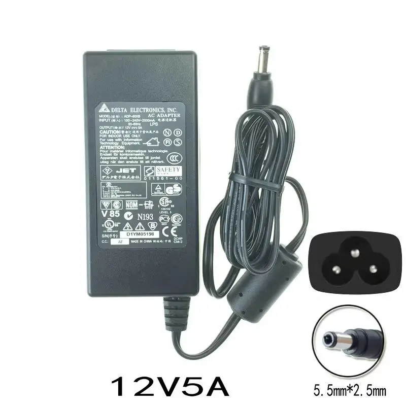 Genuine Delta EADP-60KB B 60W 12V 5A AC Adapter Charger for NETGEAR STORA NAS MS2110 Power Supply Adaptor 740-066473 DA-60N12-B