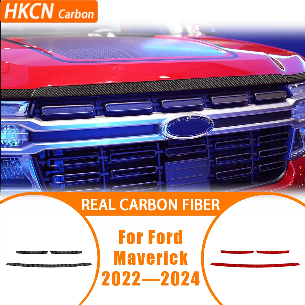 

For Ford Maverick 2022—2024 Carbon Fiber Front Engine Hood Strip Decal Car Interior Accessories Cover Trim Sticker Modification