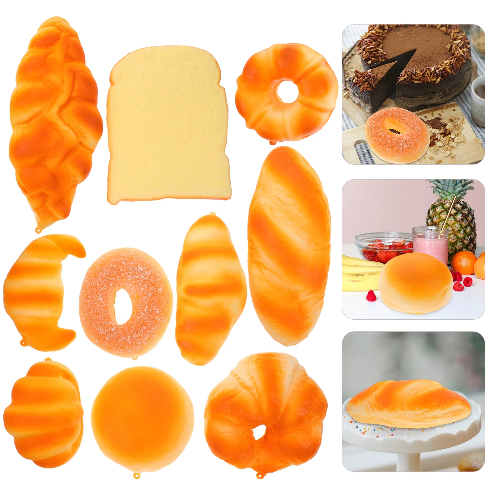 Simulation Bread Set PU Decorative Fake Food Props for Shop Display Photography Accessories Lifelike Toy Model Rebound Decor