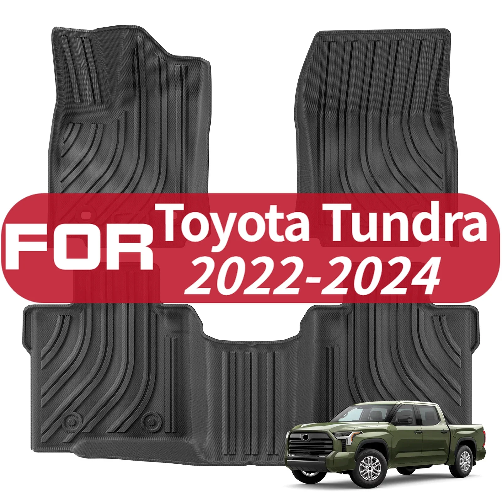 

Для Toyota Tundra 2022-2024 Crew Max Cab автомобильные коврики всепогодный напольный коврик TPE 3D коврик для ног черный левый руль