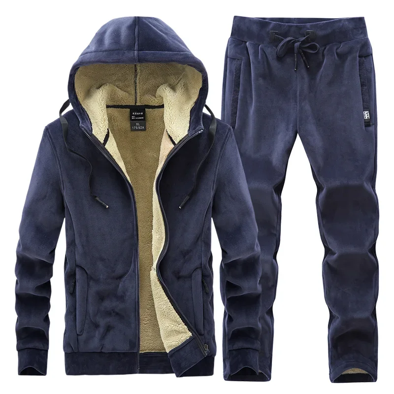 

Zipper Hoodies Sweatshirts Pants Sets Cashmere Thick Warm Autumn Winter Men's Tracksuit Casual Mens Clothing Women's Tracksuit