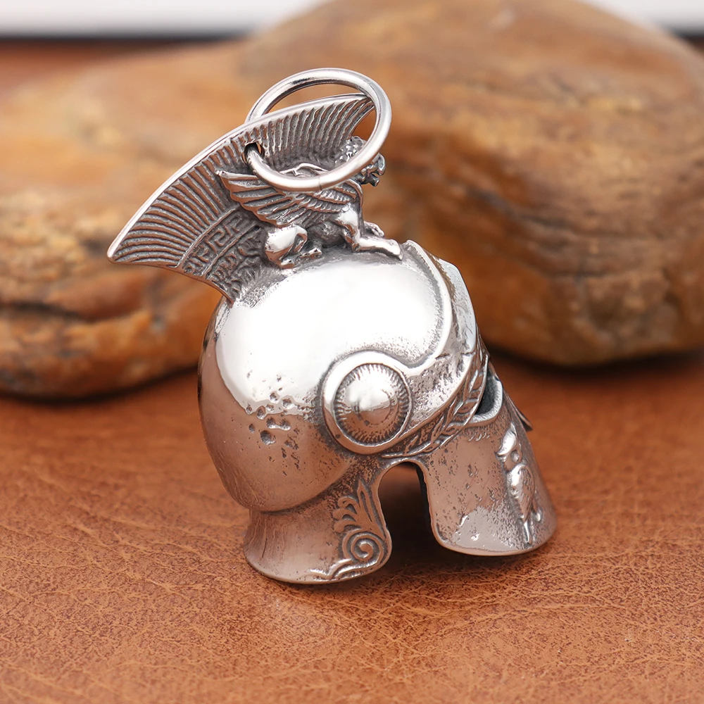 Charm Roman Warrior Spartan Motorcycle Good Luck Pendant Necklaces Vintage Greek Warrior Stainless Steel Guardian Bells Jewelry