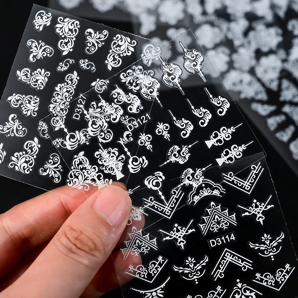 30 قطعة/المجموعة الدانتيل العروس الزهور البيضاء مسمار الفن ملصقات 1 * عدة 3D الجوف الزهور مسمار صائق 6*5 سنتيمتر * 30 قطعة رومانسية مانيكير المنزلق ~ #3