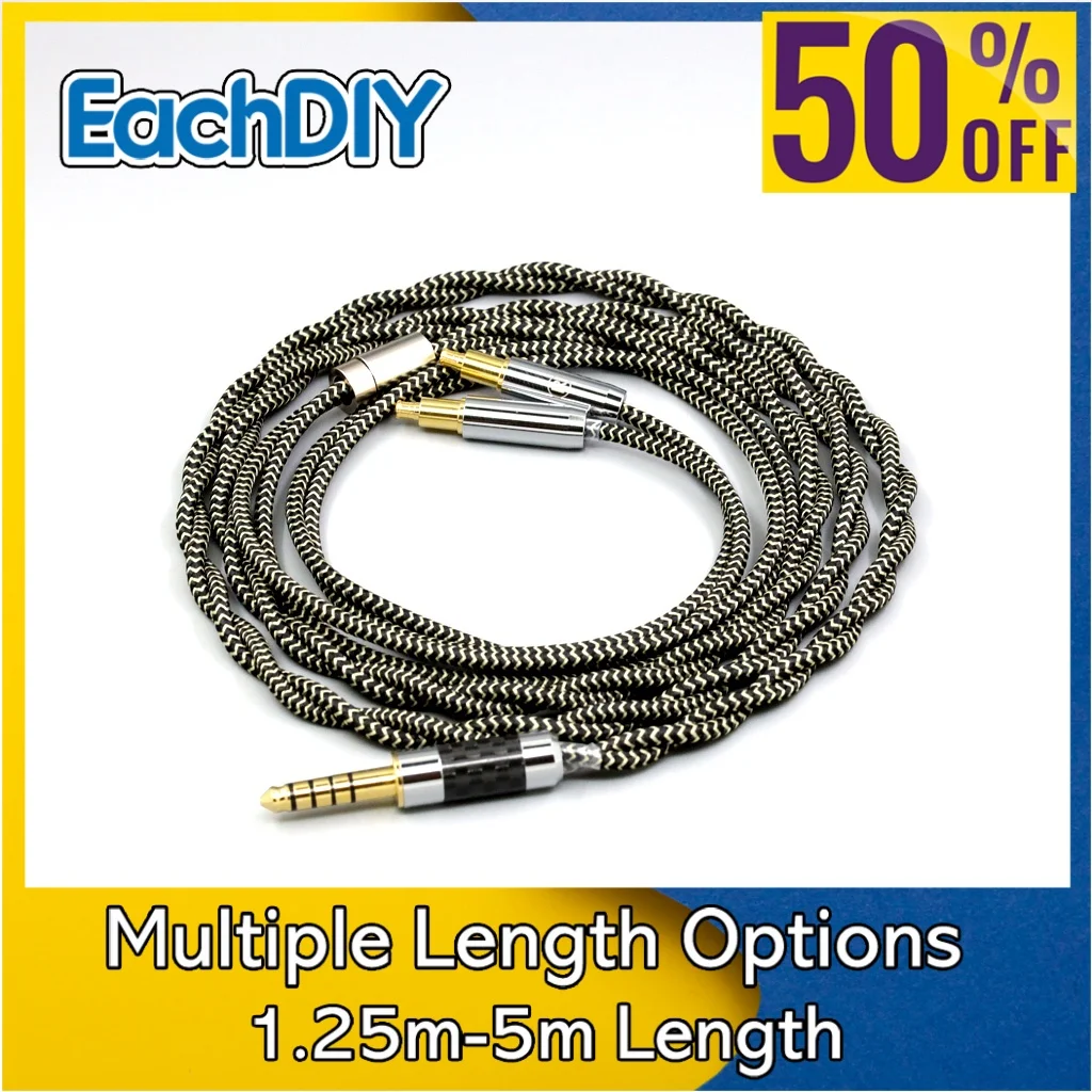

2 Core 2.8mm Litz OFC Earphone Shield Braided Sleeve Cable For Audio Technica ATH-ADX5000 ATH-MSR7b 770H 990H A2DC LN008056