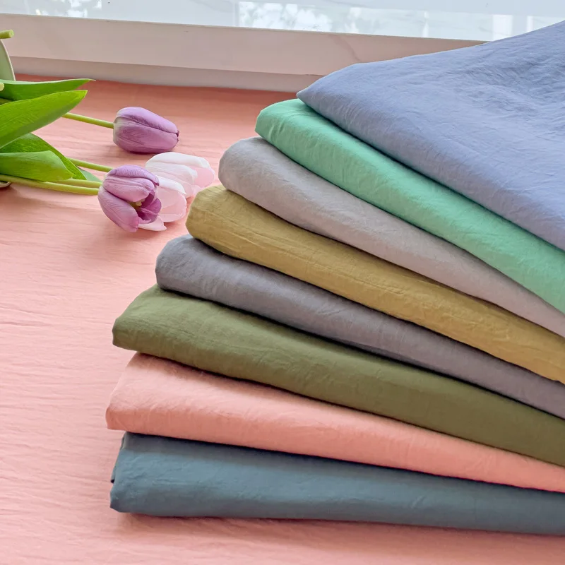 

WOSTAR Washed Cotton Solid Color Flat Bed Sheet Set Summer Couple Bed Linen Luxury Double Bed Bedding Twin Full Queen King Size