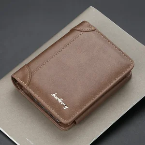 Vintage leather wallets for men, high quality, famous, luxury brand, designer, zipper, short, large capacity, card holder, men's bag, vintage 12 Main Sales Door Card Luxury - №11