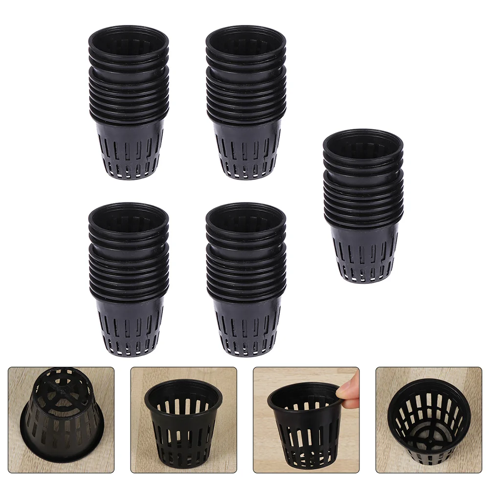 

50 Pcs Hydroponic Plastic Basin Pots for Plants Garden Net Cups Soilless Culture Bucket Container Mesh Planting