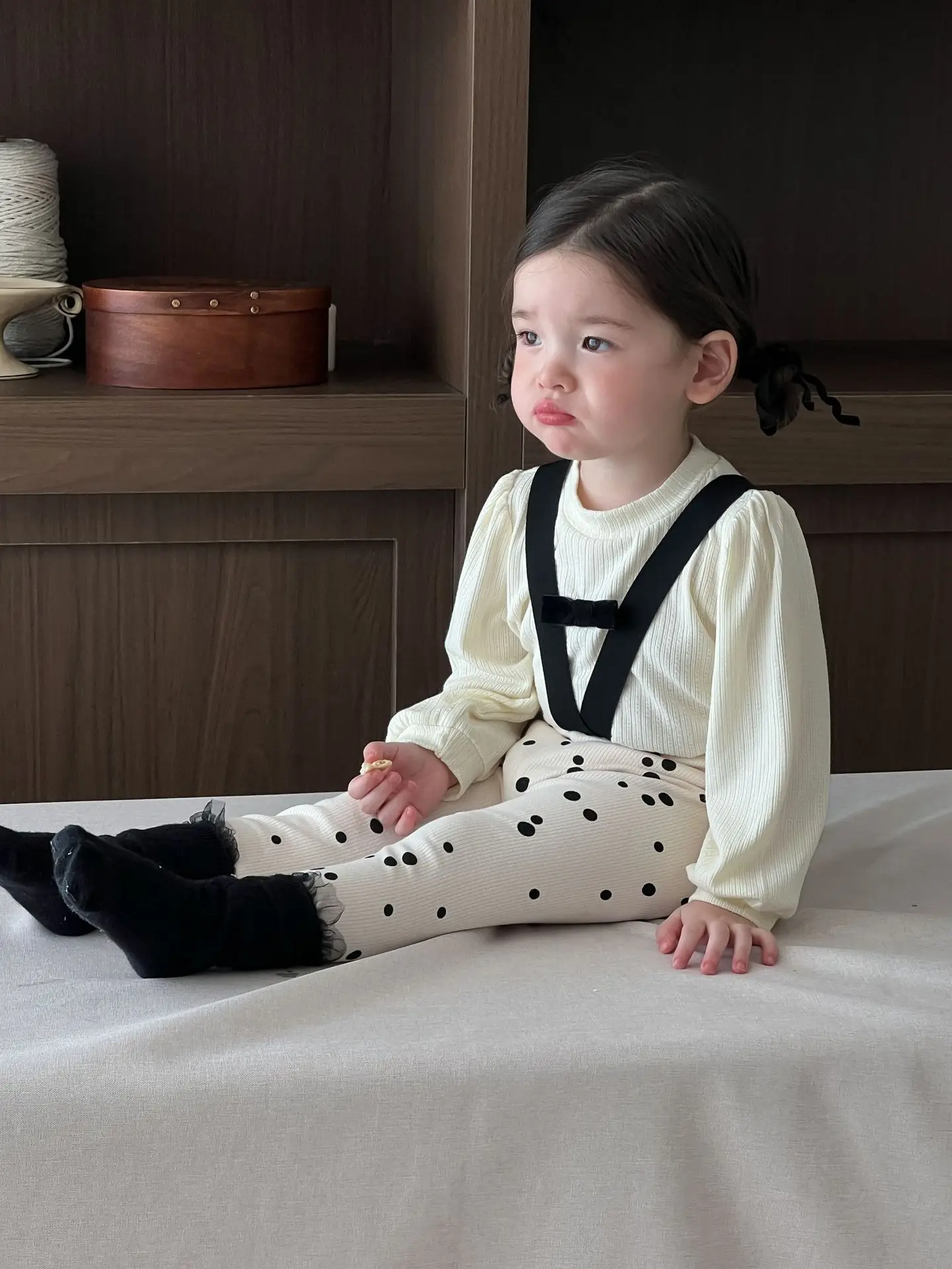 2024 Autumn New Baby Girl Cute Dot Print Leggings Infant Cotton Overalls Toddler Girl Strap Leggings Baby Clothes Outfits