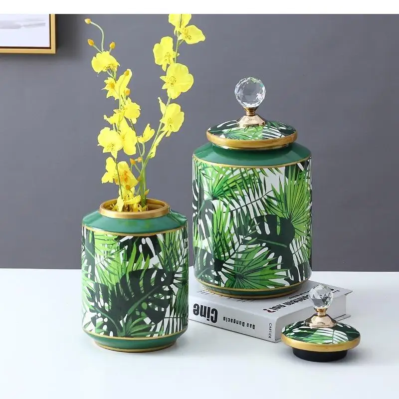 

Nordic Light Luxury Ceramic Storage Jar Decoration Living Room Dried Flower Arrangement Accessories Home Vase