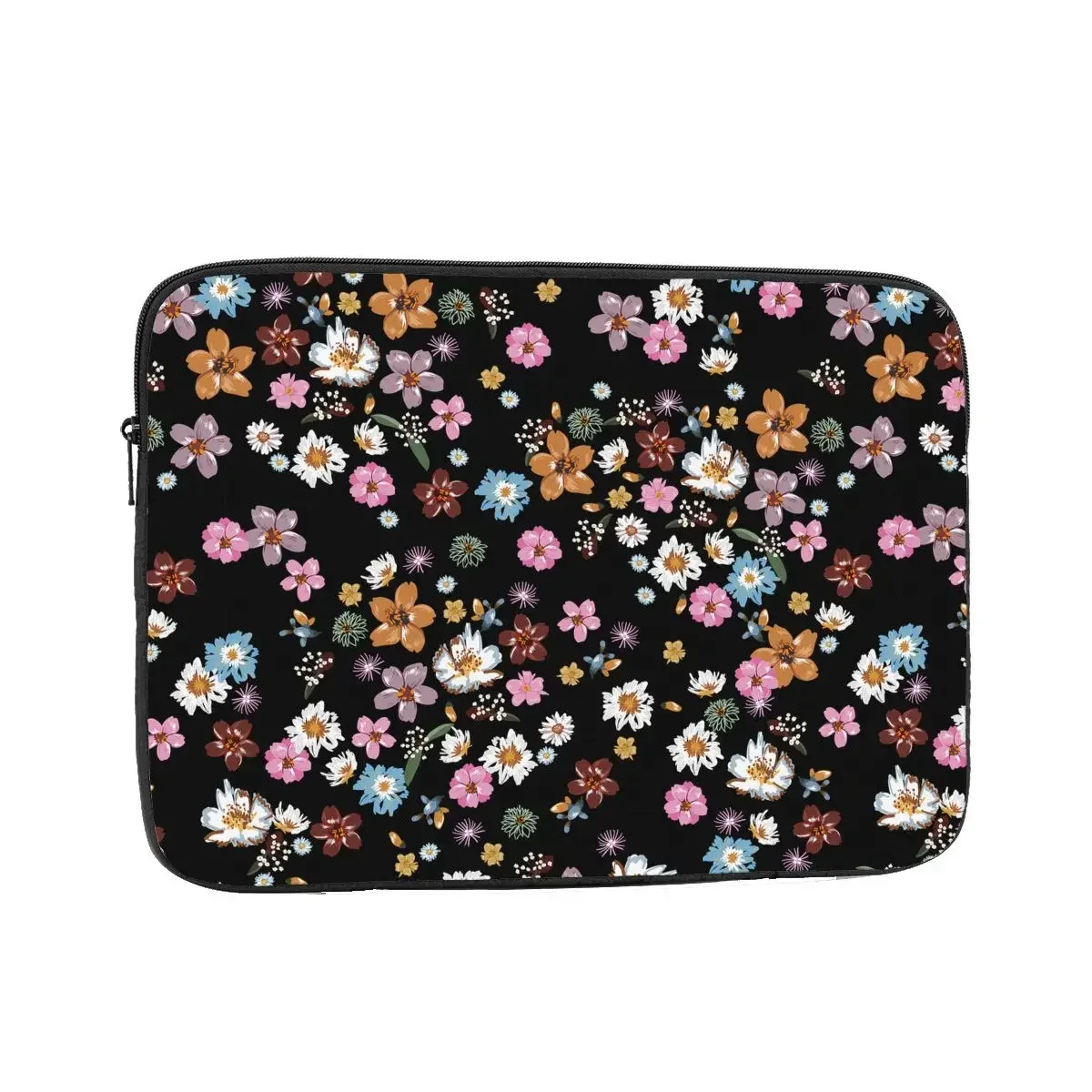 Colorful Flowers Fashion Floral Laptop Bag Case 12 13 15 17 Inch Notebook Sleeve Case Black Pink Wallpaper Shockproof Case Bag