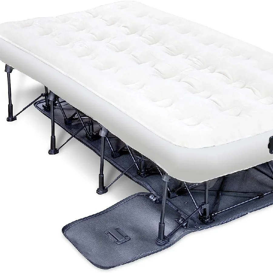 Self Inflatable Inflatable Bed With Frame And Rolling Box For Travel Vacation Camping Style Entertainment