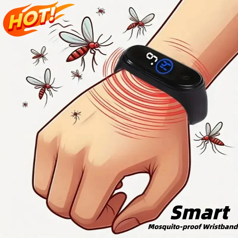 Pulsera repelente de mosquitos unisex, física y ultrasónica, sin químicos, para el hogar y exteriores, reloj repelente de mosquitos, nuevo.