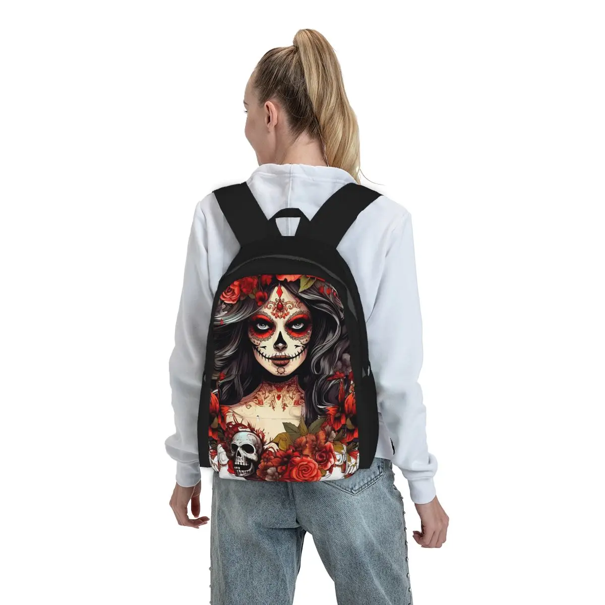 

Mexican Catrina Girl Day Of The Dead Sugar Skull Backpack Boys Girls BookBag Kid School Bag Computer Shoulder Bags for Men Women