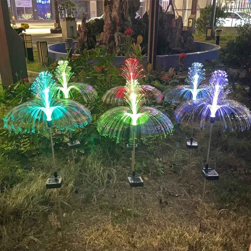 Solar Atmosphere Decorative Lights LED Fiber Optic Jellyfish Outdoor Waterproof Courtyard Garden Villa Area Lawn Lights