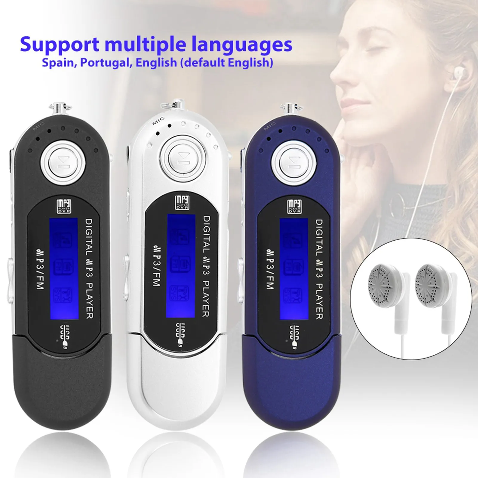 MP3 Player Music USB With LCD Screen FM Radio Voice Memory Card