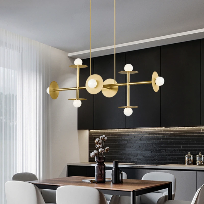 19Industrial Style Black Gold Living Room Pendant Lamp Minimalist Bedroom Restaurant Coffee Shop Balcony Hotel Lobby Decoration