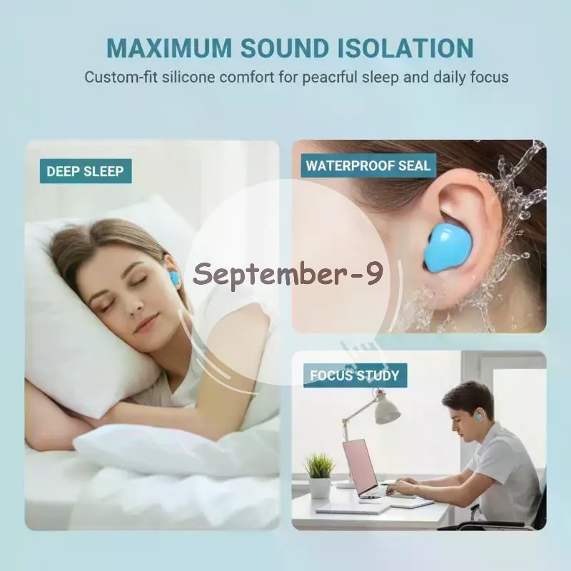 12Pcs/Box Reusable Soft Silicone Ear Plugs Flexible Noise Cancelling for Sleep Study Travel Work Daily Use