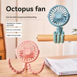 1 PCS Multi-functional Stroller Handheld Mini Fan Portable USB Charging Octopus Stand Variable Styling With LED Lights