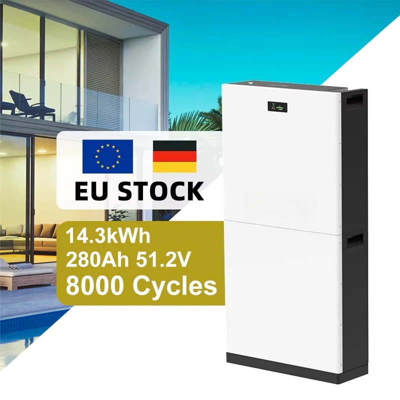 

Frankfurt Warehouse Stock 15KWH Lithium Battery 51.2V 48V 280AH Stacked Home Energy Storage Battery Home Storage Solar System
