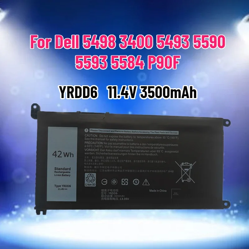 SWZY YRDD6  Laptop Battery for Dell 5498 3400 5493 5590 5593 5584 P90F Battery 11.4V 3500mAh