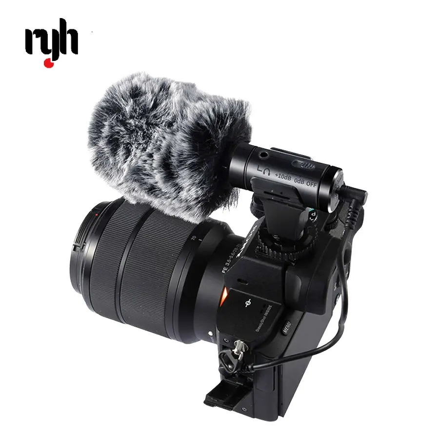 RYH 3.5mm Real-time Monitoring Recording Microphone Hypercardioid Condenser Microfone For Phone Camera Vlog Shooting Interview