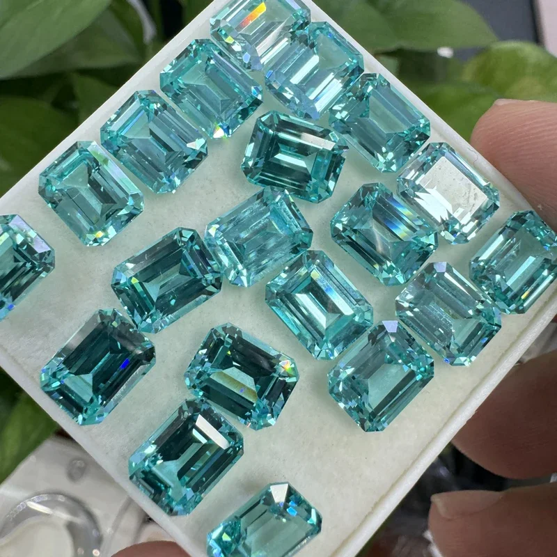 Top Lab Grown Paraiba Sapphire Emerald Cut VVS1 Gemstone Charms DIY for Jewelry Making Materials Selectable AGL Certificate