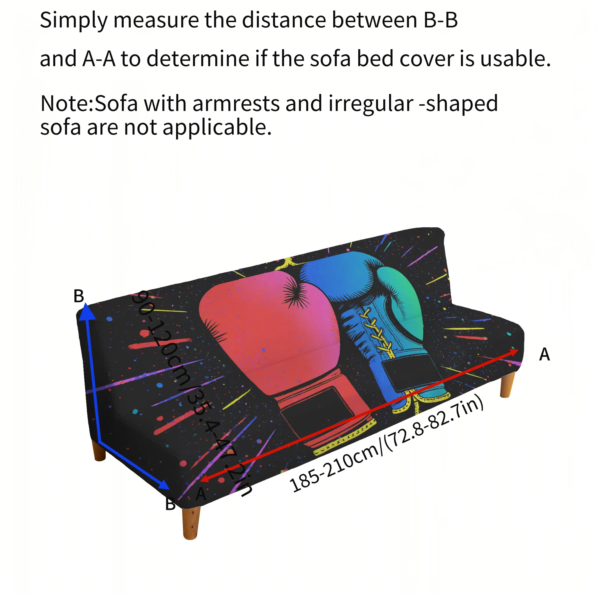 Red and blue boxing gloves elastic sofa bed cover, living room sofa bed cover, dustproof machine washable sofa bed cover