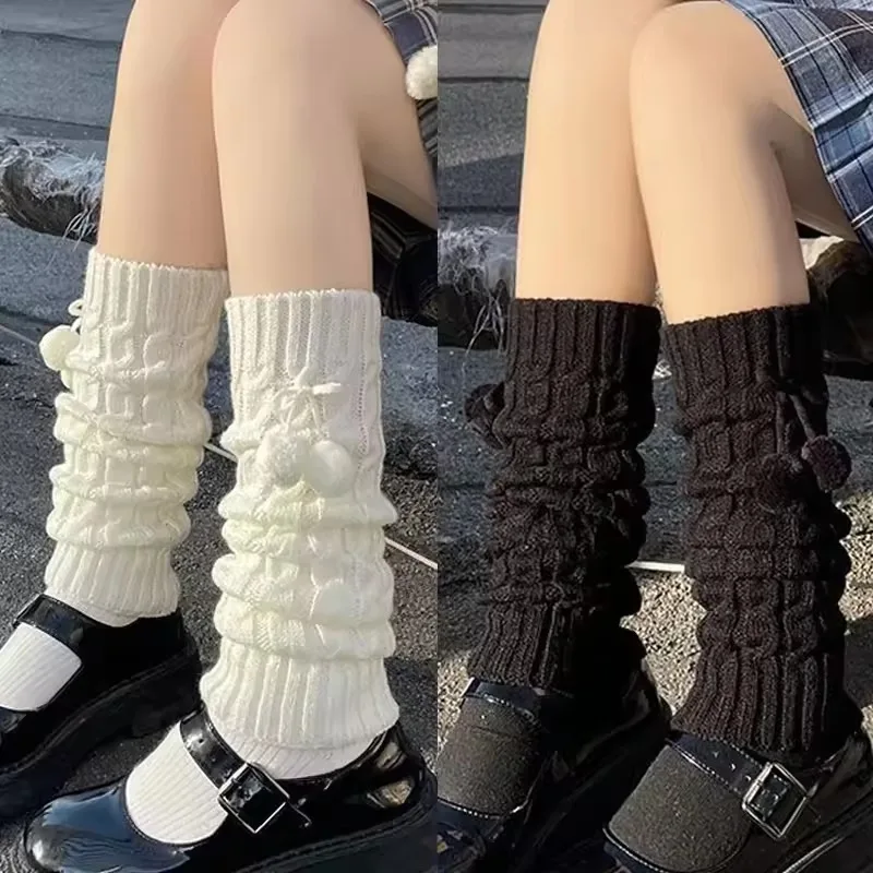 

Knitted Leg Warmers Japanese Style Winter Warm Socks Lolita Warm Leg Knitted Socks Foot Covers Leg Warmers for Women Girl Winter