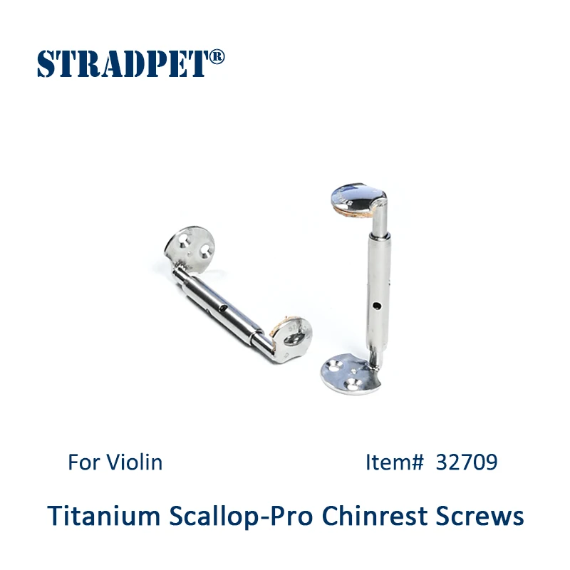 STRADPET Titanium SCALLOP/SCALLOP-Pro Chinrest Screws for Violin or Viola in Titanium Bright, Chinrest Clamps, Chinrest Brackets