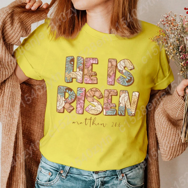 Cool Easter Day He Is Risen Print T-shirt For Women Summer Fashion Casual Tee Shirts New Short Sleeve Creative Personalized Tops