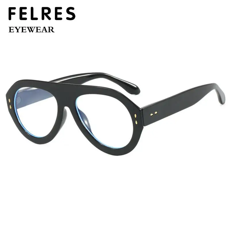 Oversized Pilot Myopia Glasses Vintage Brand Designer Clear Lens Women Ellipse Eyeglasses Anti Blue Light Prescription Glasses