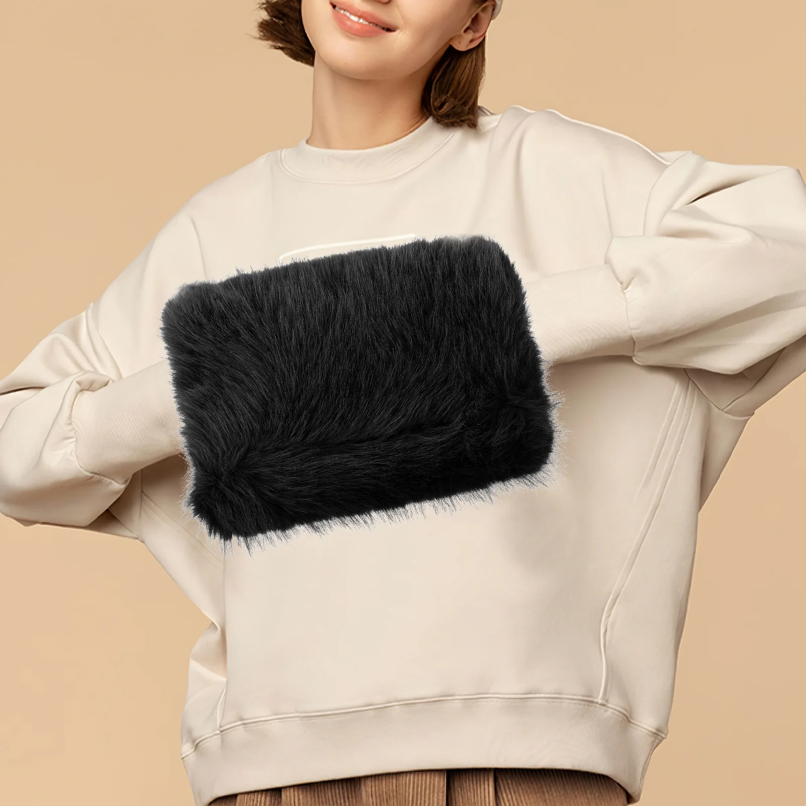 Warmer Hand Choker Necklace for Women Stylish Imitation Fox Fur Sleeve Women's