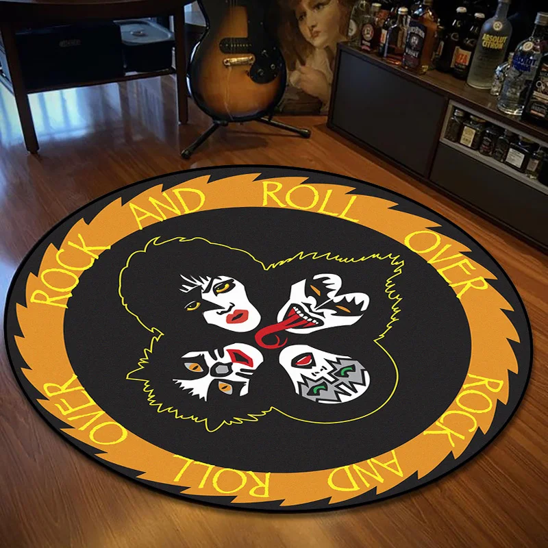 Metal Rock Singer Kiss Band Carpet Exquisite Round Flannel Carpet Interior Home Decor Floor Mat