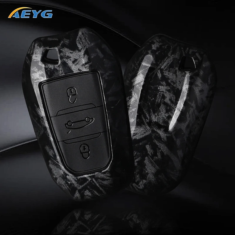ABS Carbon Fiber Car Key Case Cover For Peugeot 308 408 508 2008 3008 4008 5008 For Citroen C4 C6 C3-XR key chain Accessories