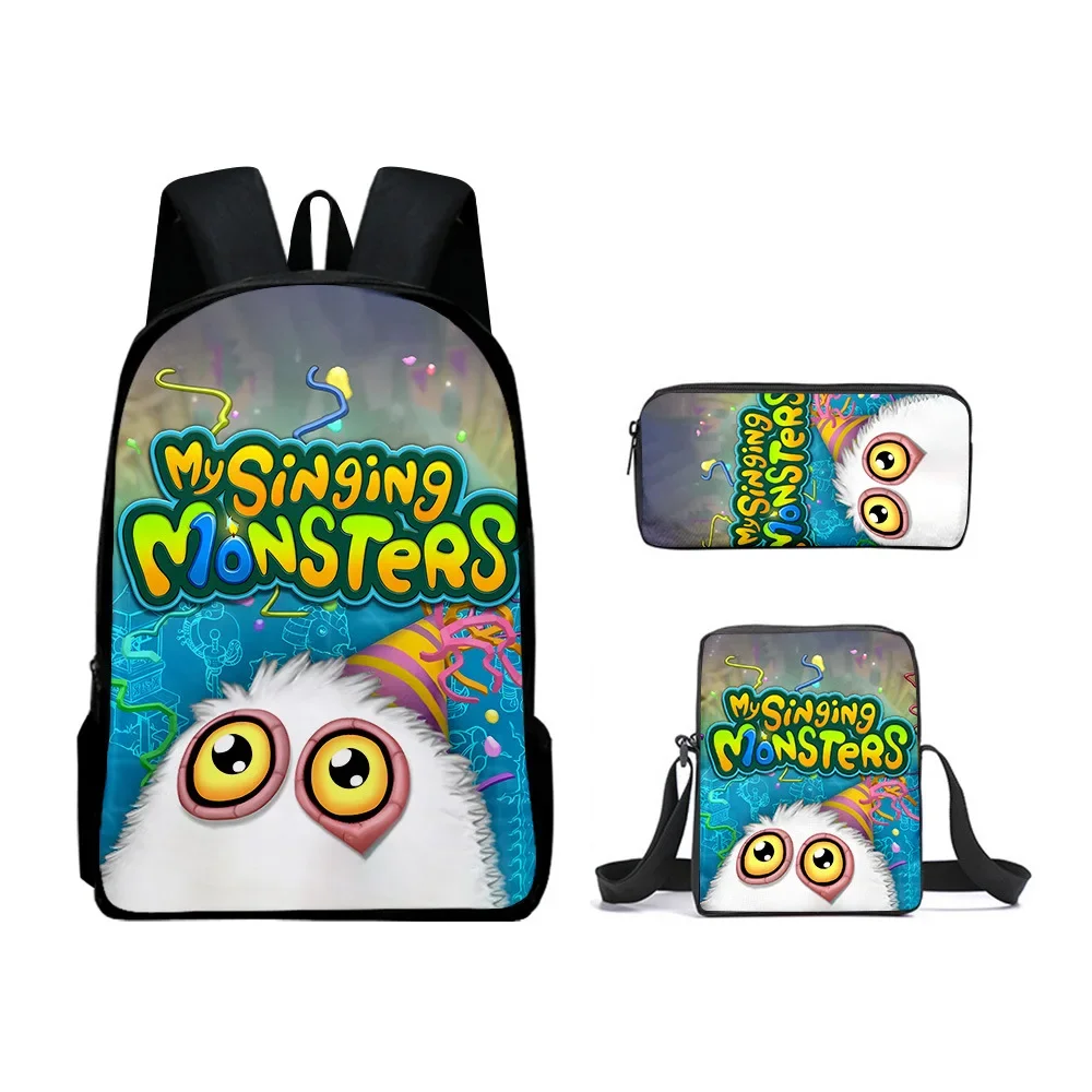 3PC-SET My Singing Monsters Monster Concert School Bag Backpack Shoulder Bag Pencil Case Backpack Cartoon School Bag Mochila