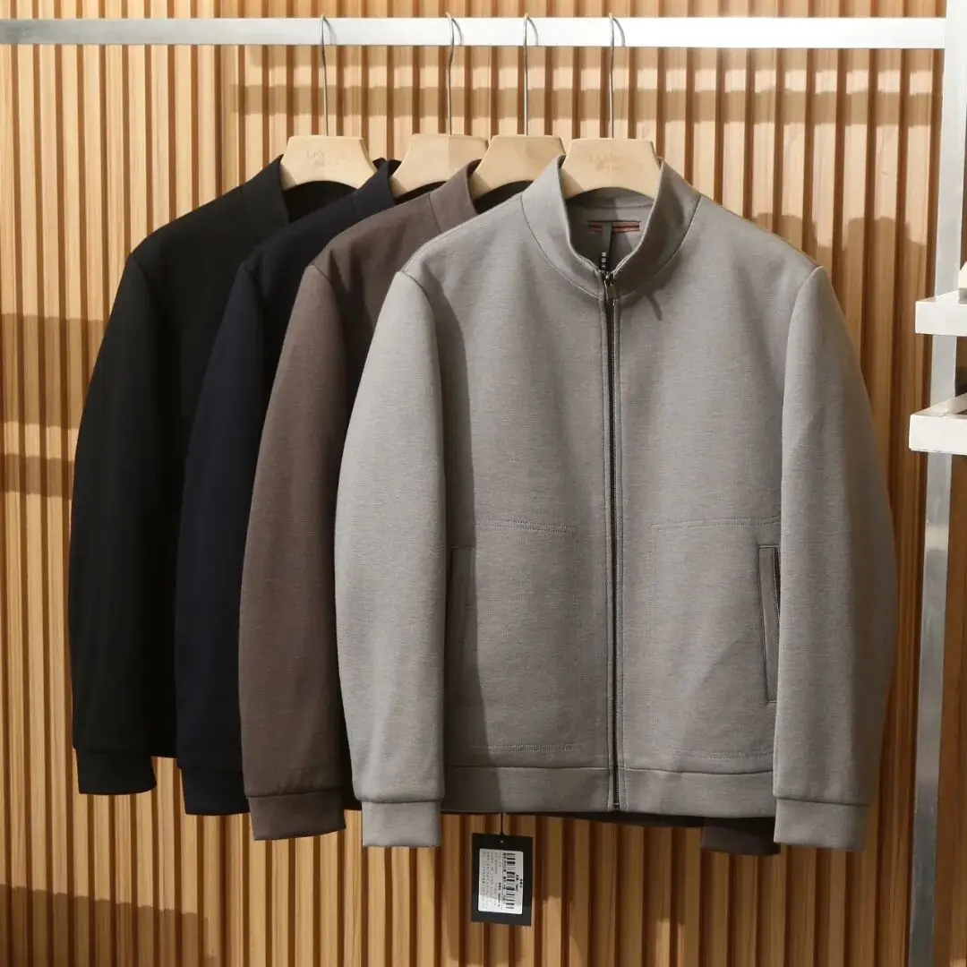 

Men's Wool Goose down Jaet Luxury Windproof Warm Commuting Stand Collar Outerwear Casual Sle Long Sve Zipper Closure