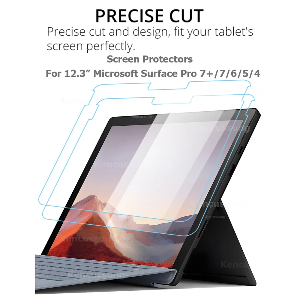 2PCs Screen Protector for Microsoft Surace Pro 7 6 5 4 Clear Tempered Glass for Surface Pro 7+ HD 9H 2.5D Scrath-proof Film