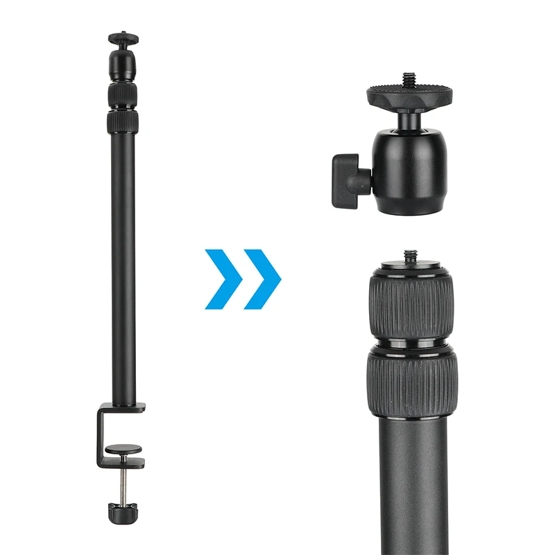 HDRIG Camera  Double-extend Desk Mount Stand With Fully Adjustable 1/4" Ball Head Mount For Camera / Monitor / Flashlight