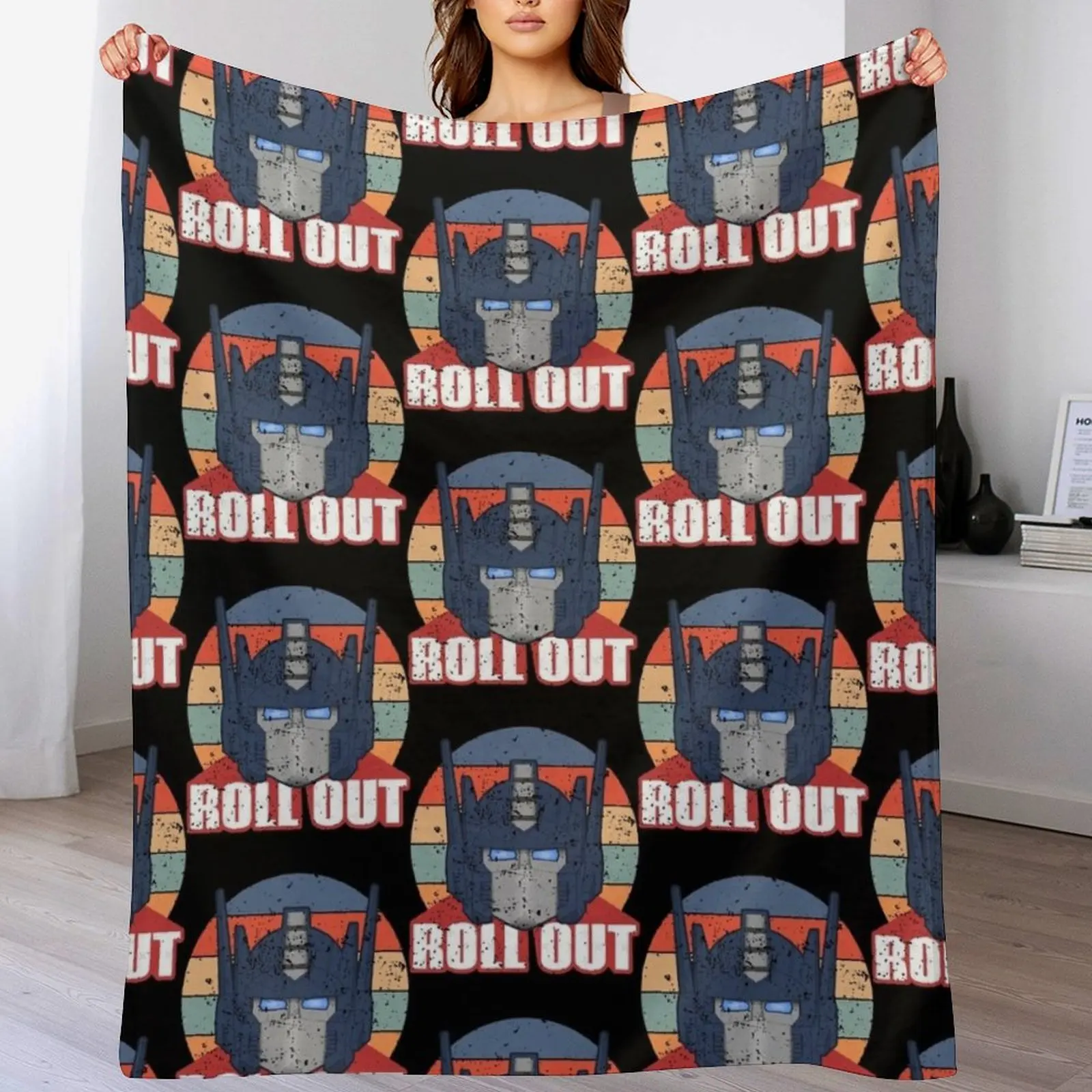 Autobot Optimus Prime Distressed Retro Roll Out Throw Blanket wednesday Weighted Blankets